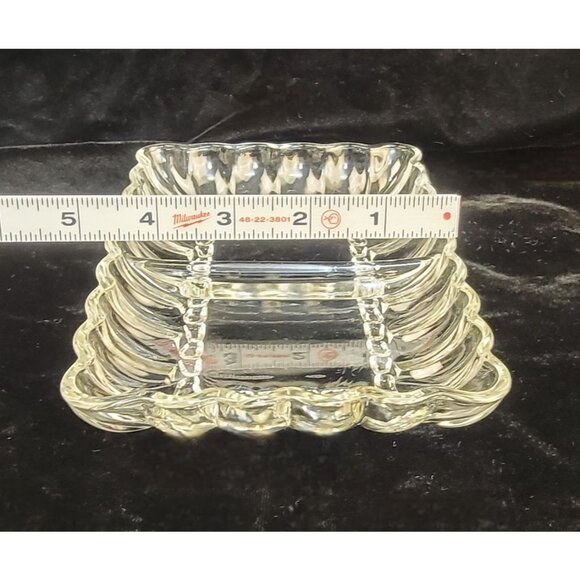Vintage Clear Pressed Glass Divided Dish with Scalloped Edge - Picture 4 of 13